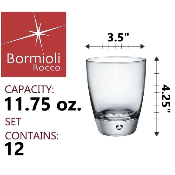 Bormioli Rocco Other - Bormioli Rocco Luna 11.75 Oz. Double Old Fashioned Dof Drinking Glasses For
